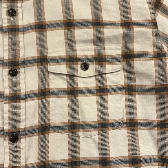 PATAGONIA Cream & Brown Casual Button Down Organic Cotton  Flannel Shirt Size Xl - Picture 3 of 7
